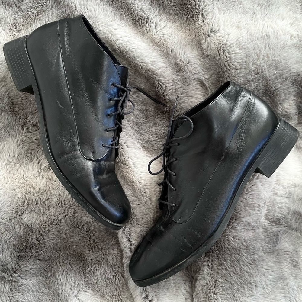 Munro American Mens Black Leather Ankle Oxford Boots